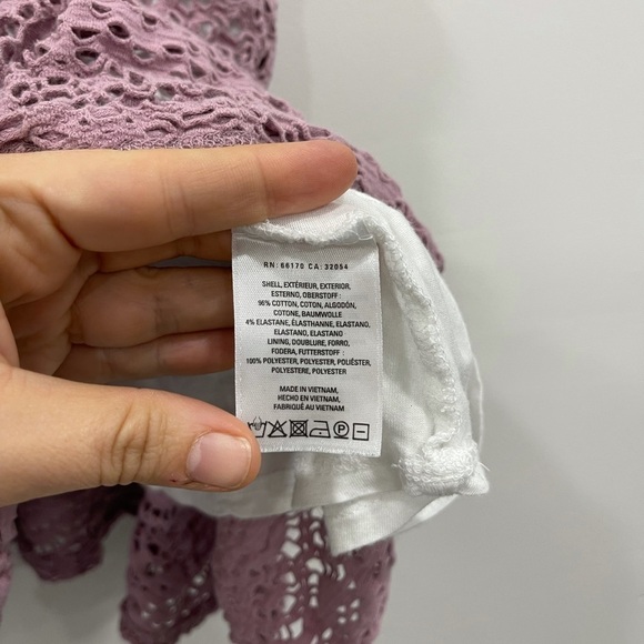 Anthropologie Deletta Germaine Lace Flared Crop Tank Top Lavender Small Cotton - Picture 4 of 7